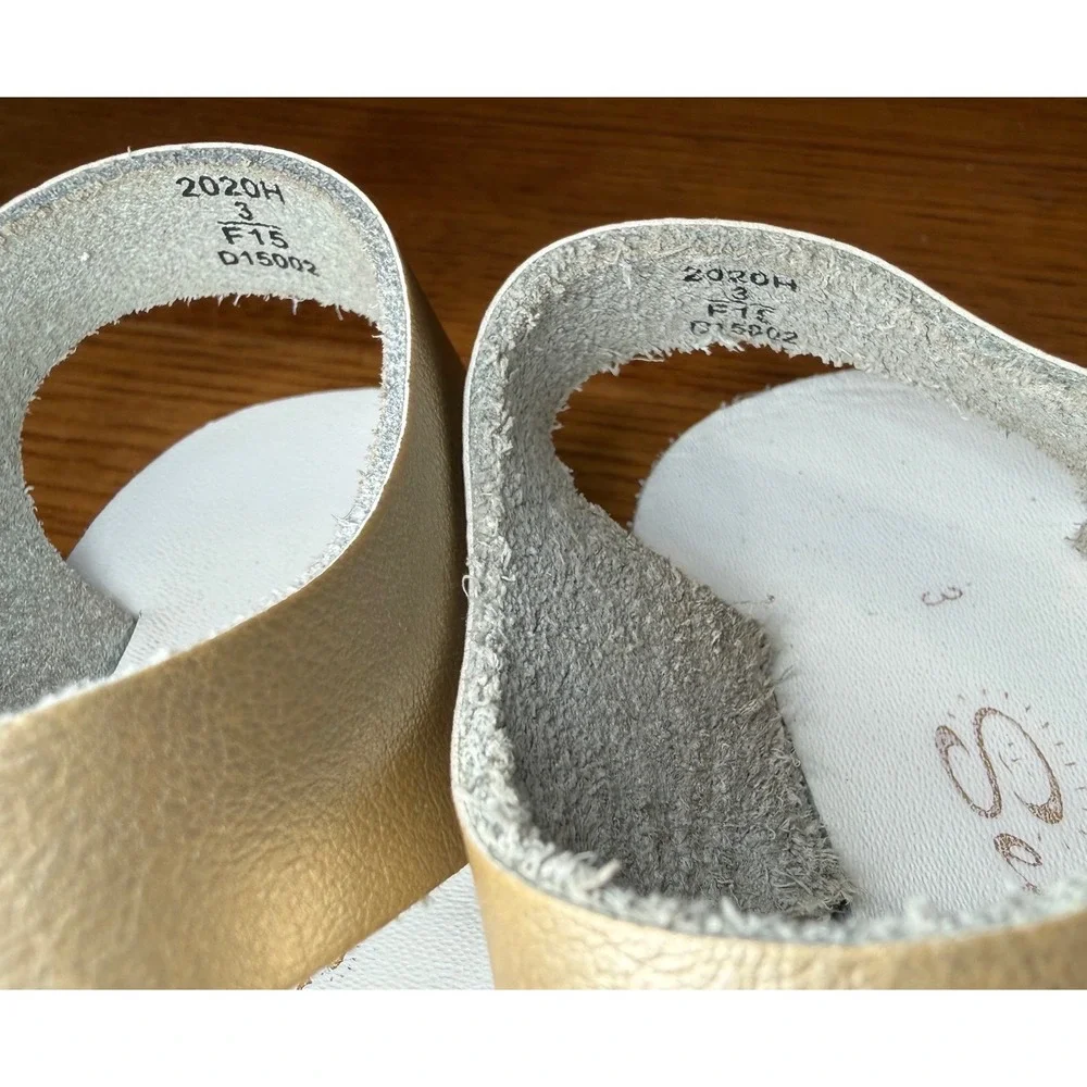 Salt Water Sandals Sun-San Sea Wee Gold Metallic Leather Toddler Baby Size 3 - Picture 9 of 9